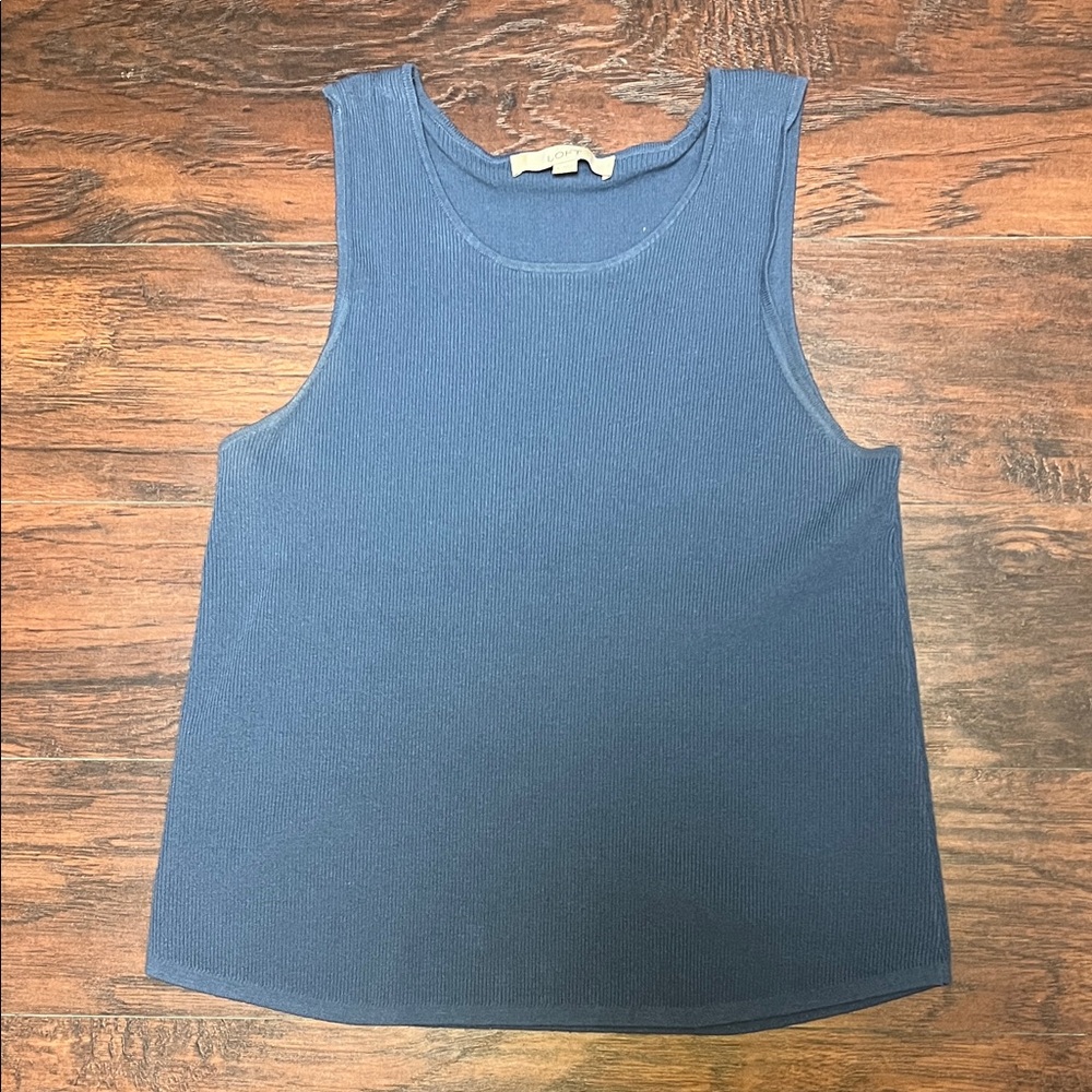 LOFT Blue Ribbed Tank Top
